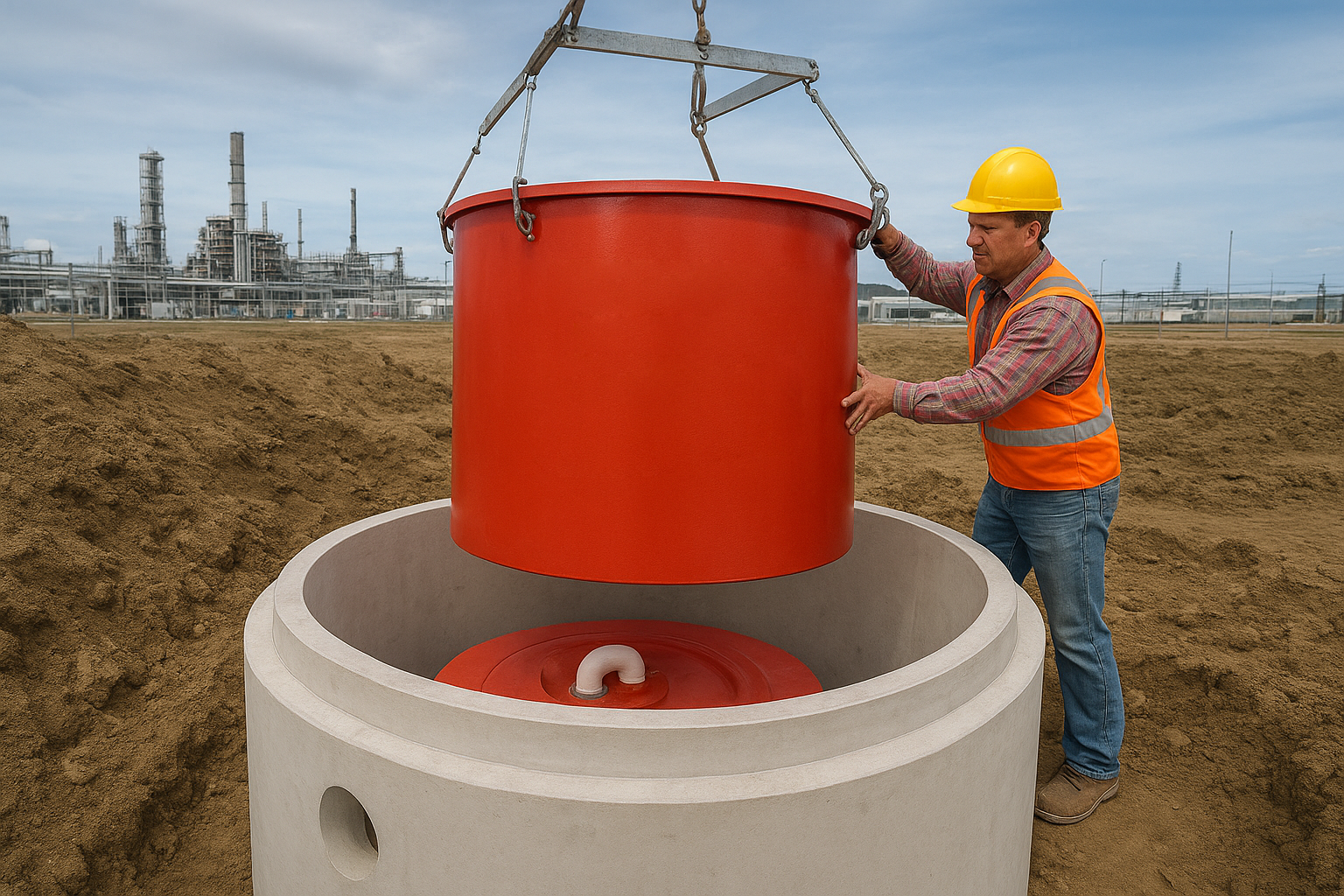 persona realizando pruebas en planta complementaria de tratamiento de aguas residuales - ver detalles de la planta